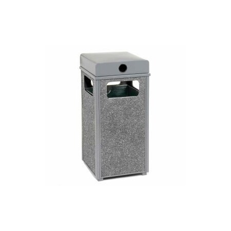 Global Equipment Stone Panel Trash Weather Urn, Gray 12 Gallon, 13-1/2" Square X 35"H 239576GY